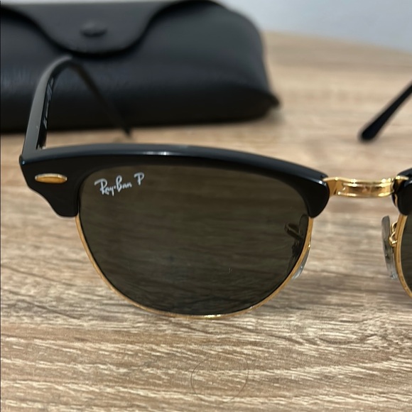 Ray-Ban Black and Gold Club master polarized Sunglasses with Case - Picture 5 of 5